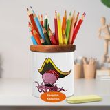 Korsan Ahtapot Ahşaplı Seramik Kalemlik - 1152-58 - Renkli