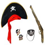 Korsan Şapkası + + Maske + 2 Adet Yüzük Kostüm Seti Çuk