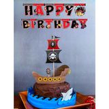 Korsan Temalı Happy Birhtday Yazı Banner Doğum Günü Parti Süsü