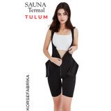 KORSEFABRİKA Sauna Termal Korse Etkili Fermuarlı Kemerli Şekillendirici 2 Beden Sıkılaştıran Selülit Savar Tulum