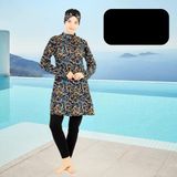 KORSEFABRİKA Tam Kapalı Taytlı Desenli Büyük Beden Tesettür Mayo Takım - Mavi - Sarı - 4XL