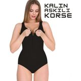 KORSEFABRİKA Trend Mood STORE Toparlayıcı Zayıflatan Kalın Askılı Badi Korse - M - L - Siyah