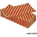 Körüklü Kraft Kese Kağıdı, Kırmızı Verev Desenli Şamua Hediye, Ambalaj Poşeti, 15X33 Cm, 1000 Adet