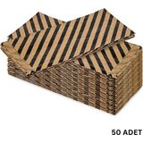 Körüklü Kraft Kese Kağıdı, Siyah Verev Desenli Şamua Hediye, Ambalaj Poşeti, 15X33 Cm, 50 Adet