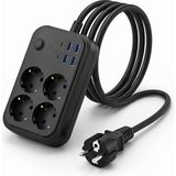 Korumalı 4’lü Priz 2500W 10A – 2 USB + 2 Type-C Hızlı Şarj – 2 Metre Uzatma Kablosu, Anah