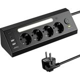 Korumalı Çoklu Priz, 2 Adet USB 2 Adet Type-C Girişi, 4 Adet Priz Girişi, Hızlı Telefon Şarj�