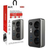 Korumalı Priz, 3x Priz Soketi, 2x USB Girişi, 1x Type-C Girişi, Tasarruflu Uzatma Kablosu, Çocuk Korumalı Adaptör (2 Metre)