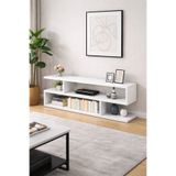 KORVEA Modern Beyaz TV Ünitesi | Açık Raflı Minimal Televizyon Sehpası 120cm / 30cm - h:40