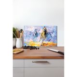 Koşan Atlar Sanatsal Cam Kesme Tahtası, Silikon Ayaklı Isıya Kırılmaya Dayanıklı Sunum Kesim Tablası - 23 x 35 cm