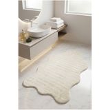 KOŞAN HOME Krem Makinede Yıkanabilir Post Peluş Halı Kaymaz Taban Kürk Bubble Banyo Paspası