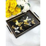 Kosava Dikdörtgen Lüx Tepsi Sarı Kelebekli 45/31 cm - 001-Renkli