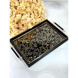 Kosava Dikdörtgen Lüx Tepsi Sarmaşık Çiçeli Gold 45/31 cm - 0 - Siyah