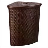 Köşe İçin Plastik Üçgen Hasır Örgü Desenli Kirli Temiz Beyaz Renkli Çamaşır Sepeti