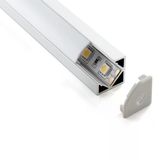 Köşe Led Profil Kanal Alüminyum 1Mt. Sıva Üstü Eloksallı 18X18mm Opak Şeffaf Pleksi Kapaklı Yan Kapak Tutucu Şerit Aydınlatma 8987 Vitrin