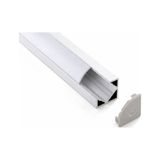 Köşe LED Profil Kanal Alüminyum 2mt. sıva üstü Eloksallı 18x18mm Opak Şeffaf Pleksi Kapaklı Yan Kapak Tutucu Şerit Aydınlatma 8987