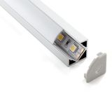 Köşe LED Profil Kanal Alüminyum Eloksallı 18x18mm Opak Şeffaf Pleksi Kapaklı Yan Kapak Alt Tutucu 1 Metre Şerit Aydınlatma 8987