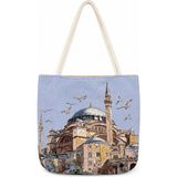 Köşedeki Dükkan Kadın Cami Desenli Dokuma Omuz Çantası Günlük Tote Çanta - Ayasofya Cami Manzarası