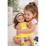 KoseToys Gerçek Yüzlü Kız Bebek Elbiseli Büyük Boy Et Bebek 45 cm (Sarı) - Ten Rengi