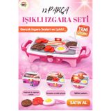 kosetoys Mangal Seti Işıklı Pilli Kız Erkek Şef Çocuk Oyuncak Izgara Pembe