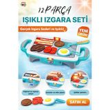 KoseToys Mangal Seti Işıklı Pilli Kız Erkek Şef Çocuk Oyuncak Izgara Turkuaz