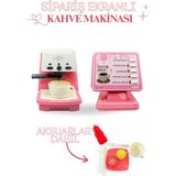KoseToys Oyuncak Sipariş Ekranlı Kahve Makinası Ses ve Işık Efektli - Pembe