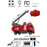 KoseToys Uzaktan Kumandalı Işıklı Açılır Kapanır Merdivenli Kurtarma İtfaiye Arabası 1:16 Ölçek 3 - 6 Yaş - Kırmızı