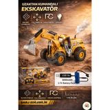 kosetoys Uzaktan Kumandalı Sarj Edilebilir Ekskavatör Kepçe İş Makinası 2.4 ghz Buharlı Işıklı
