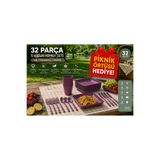 Koseva 32 Parça 6 Kişilik Mint Yeşili Piknik Seti Piknik Örtüsü Hediyeli