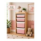 Kosinüs Reklam TROFAST Kutu Etiketi-Çocuk Odası Dekorasyon- 4lü Set- Pembe Dalgalı