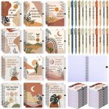 Kosiz 48 adet/24 takım pozitif onaylama hediyeleri Şükran Spiral Defterler Kalemler Motivasyon Teşvik Not Defterleri Günlük Beyanlar Dergisi Kadınlar için Noel Tatili Hediyeleri (Boho)