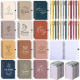 Kosiz 48 adet/24 takım pozitif onaylama hediyeleri Şükran Spiral Defterler Kalemler Motivasyon Teşvik Not Defterleri Günlük Beyanlar Dergisi Kadınlar için Noel Tatili Hediyeleri (Yumuşak)