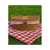 Kosova Beyaz Rattan Hasır - Oval Piknik Sepeti 39Cm Kahverengi