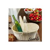 Kosova Beyaz Rattan Hasır - Oval Piknik Sepeti 39cm