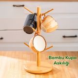 Kosova BMB-110 Tezgah Üstü Bambu Kupa Fincan Bardak Askı Standı Organizer