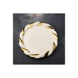 Kosova Çırağan Home Porselen Burgulu Gold Avangard Yuvarlak Sunum & Servis Tabağı & Dekoratif Sunumluk