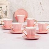 Kosova FNC-07 6'lı Altın Yaldızlı Lüx Bone China Kahve Fincan Takımı