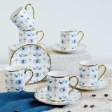 Kosova İST-134 Porselen Evil Eye 6 Lı Kahve Fincan Seti 90 cc - 90 ml - Beyaz