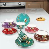 Kosova Muba Consept Bird Studio Renli Fincan Takımı - Renkli - 90 ml