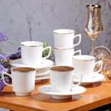 Kosova New Bone China Beyaz Yaldızlı Kahve Fincan Seti