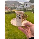 Kosova RSY-143 90CC 6lı Uzun Kahve Fincan Takımı (Rose Flower) - 6 Adet - 90 ml