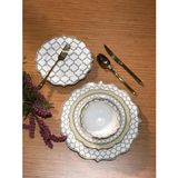 Kosova Züccaciye Dantel Detaylı Bone China 6 Kişilik 24 Parça Yemek Takımı MSYT0131