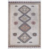 KosowLacki Gri Madalyon Modern Geometrik Etnik Desenli Boho Makinada Yıkanabilir Hafif Hav Toz Vermez Leke Tutmaz Kaymaz Taban Dijital Makine Baskı Halı Oturma Odası Salon Yolluk Koridor Mutfak Halısı