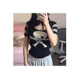 Köstebek Ars Harajuku Fashion Oldskull Yarım Kadın T-shirt