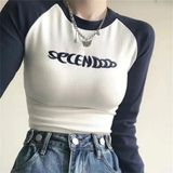 Köstebek Secendo Beyaz Raglan Uzun Kollu Crop Pamuklu Normal Yaka Kadın Bluz Kalıbı
