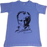 Kostüm Sarayı Atatürk Baskılı Tişört - 10 - 11 Yaş - Mavi