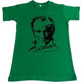 Kostüm Sarayı Atatürk Baskılı Tişört - 6 - 7 Yaş - Yeşil
