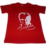 Kostüm Sarayı Atatürk Baskılı Tişört - 8 - 9 Yaş - Kırmızı