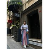 Kot Etek Parçalı Uzun Önden Yırtmaçlı - Pembe