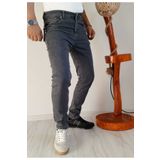 KOT GALERİA Erkek Gri Düz Slim Fit Likralı Düz Paça Kot Pantolon Erkek Kot Pantolon