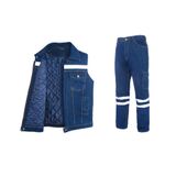 Kot İş Takımı Reflektörlü Kot Pantolon ve Reflektörlü Kapitoneli İş Yeleği Kışlık Myform Marka 9129-2136 CVLMYFRM91292136M
